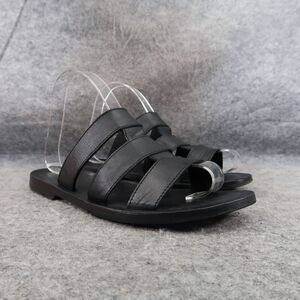 LL Bean Shoes Womens 8 Sandals Slide Leather Black Strappy Slip On Classic Flat